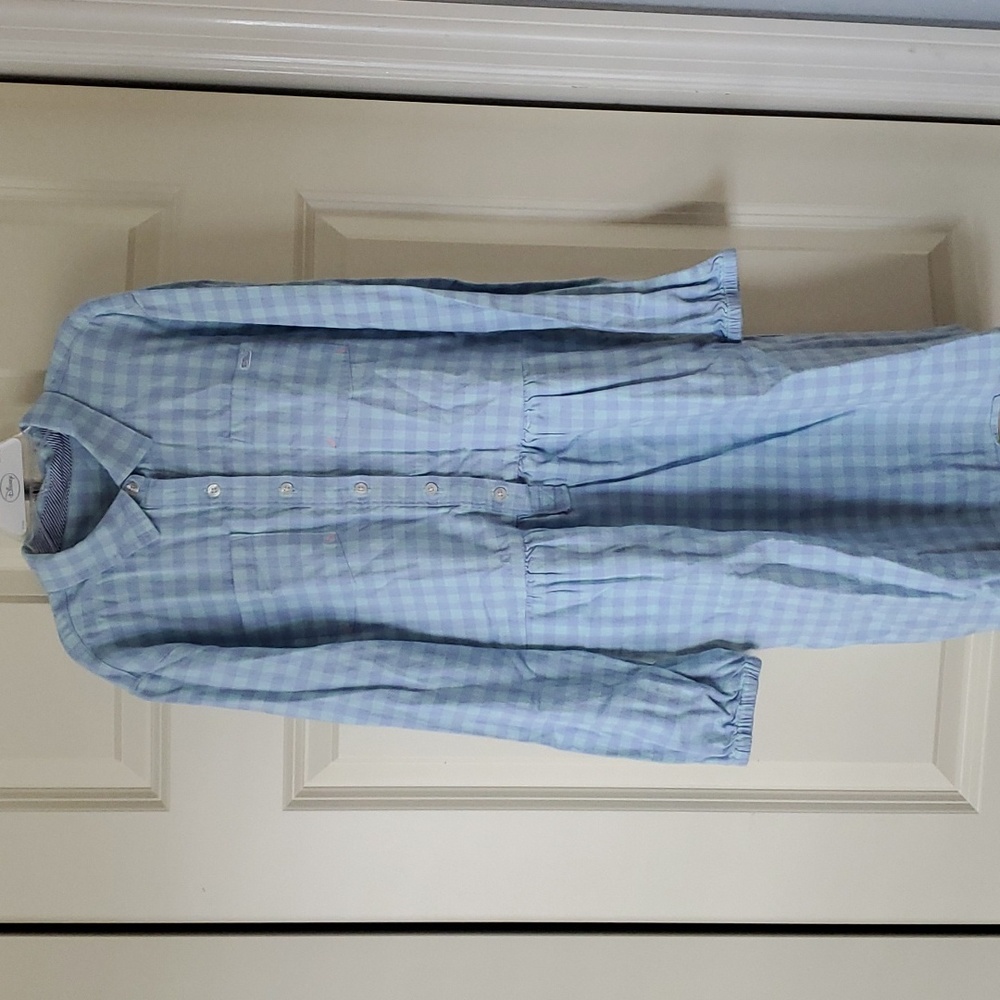 Vineyard Vines Girls Size 14 Flannel Teal and Blue dress with pockets